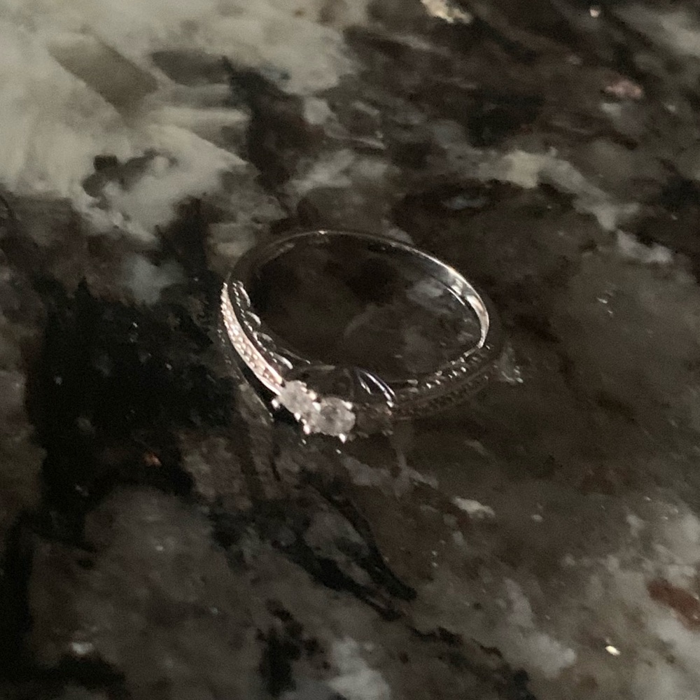 10K White Gold Diamond Ring, Approx. Size 7